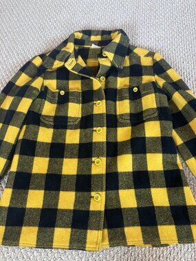 Georges Rech Vintage Black Yellow Flannel Made in France 70s Small